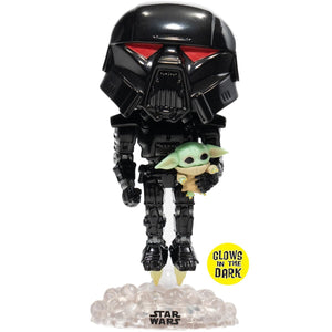 Funko Pop! - The Mandalorian: Dark Trooper with Grogu Glow in the Dark - EE Exclusive