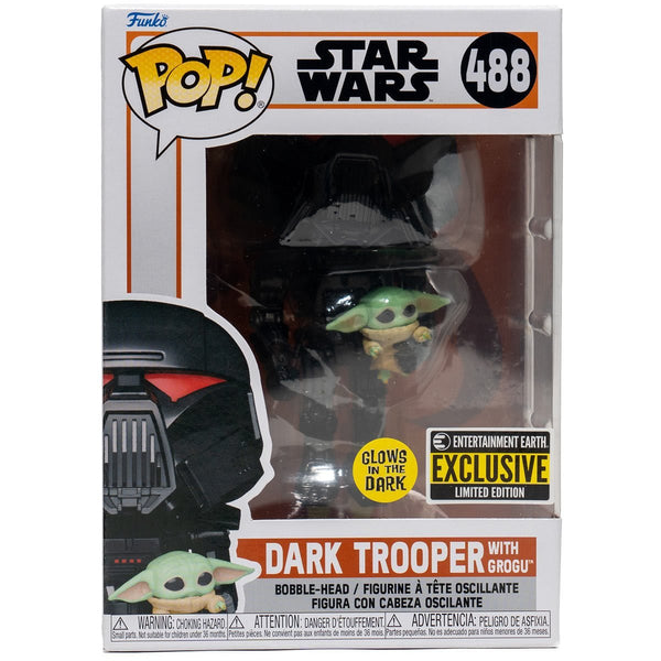 Funko Pop! - The Mandalorian: Dark Trooper with Grogu Glow in the Dark - EE Exclusive